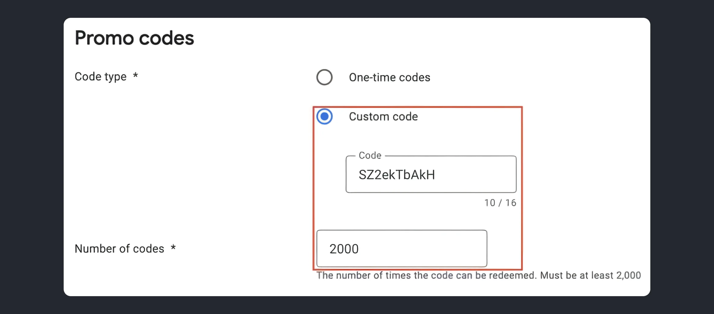 google play promo code custom codes