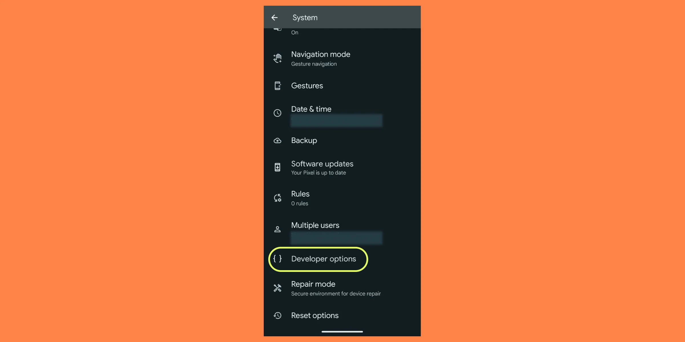 find developer options on android device